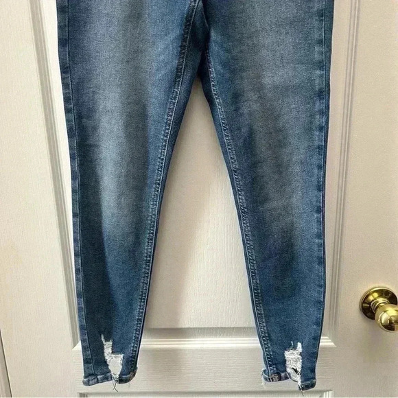 Topshop Jamie High Waisted Skinny Jeans Ankle Cropped Jagged  Hem Blue Size 26 - Picture 7 of 16